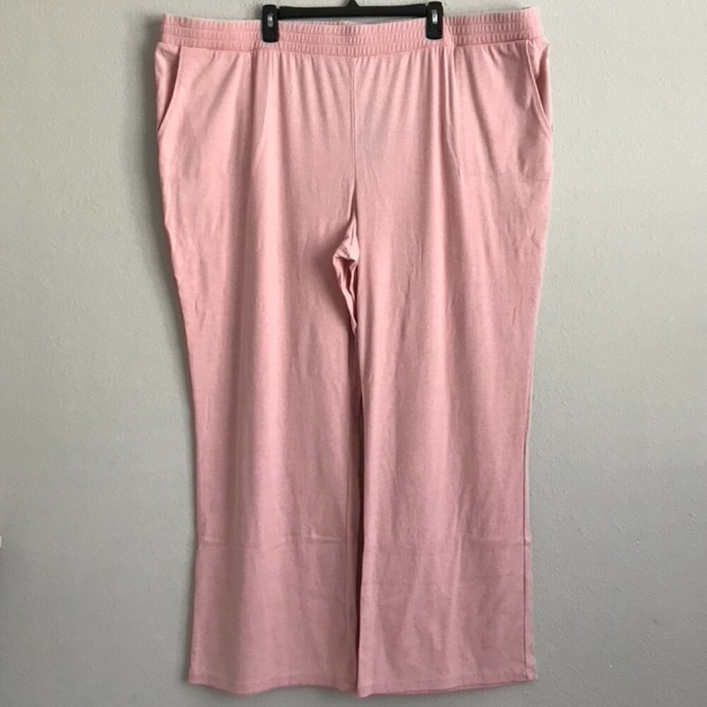 AnyBody Ribbed Beach Wash Straight Leg Pant - Pink (Sz 4X) a470012